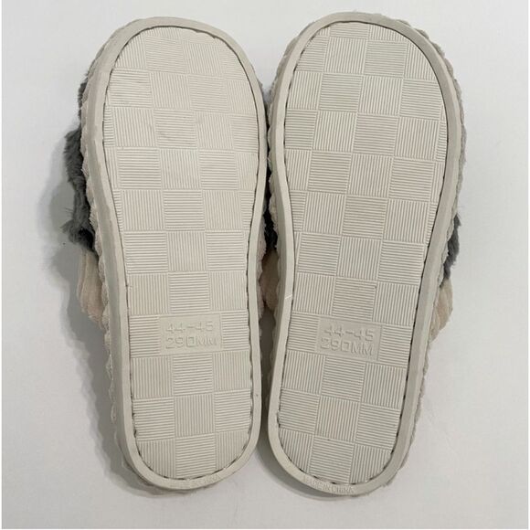 HOME Plush Faux Fur Non-slip Slippers Men Euro 44-45 US 10-11 Gray Color Block - Picture 3 of 6